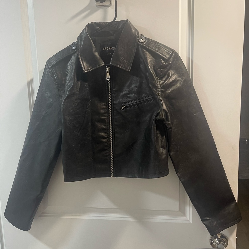 Steve Madden Black Faux Leather Jacket Size Medium